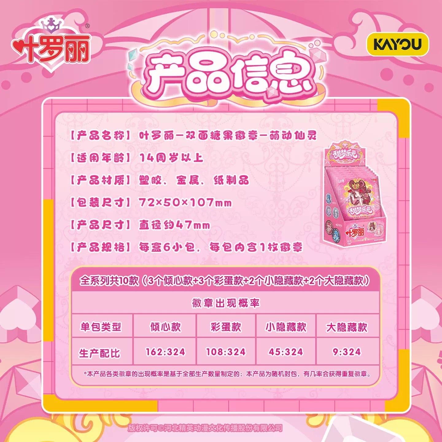 KAYOU YeLuoli Double-sided Candy Badge - Cute Fairy Spirit - Wave 1