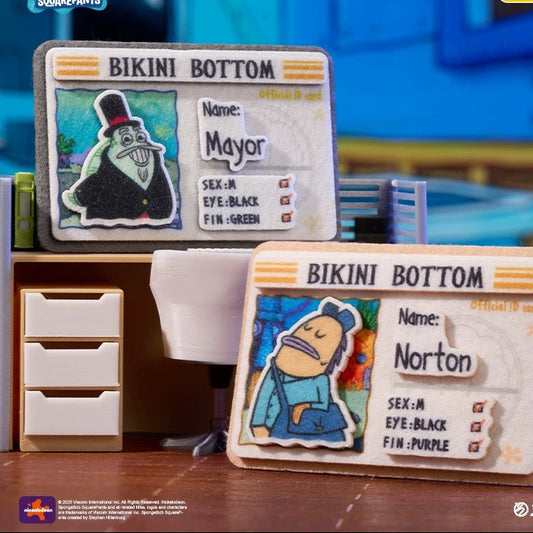 KAYOU SpongeBob Bikini Bottom - Mermaid Man & Barnacle Boy Identity Card Series Felt Badges | Official Authentic Merchandise One Full Box (Including 8 Mini Boxes)