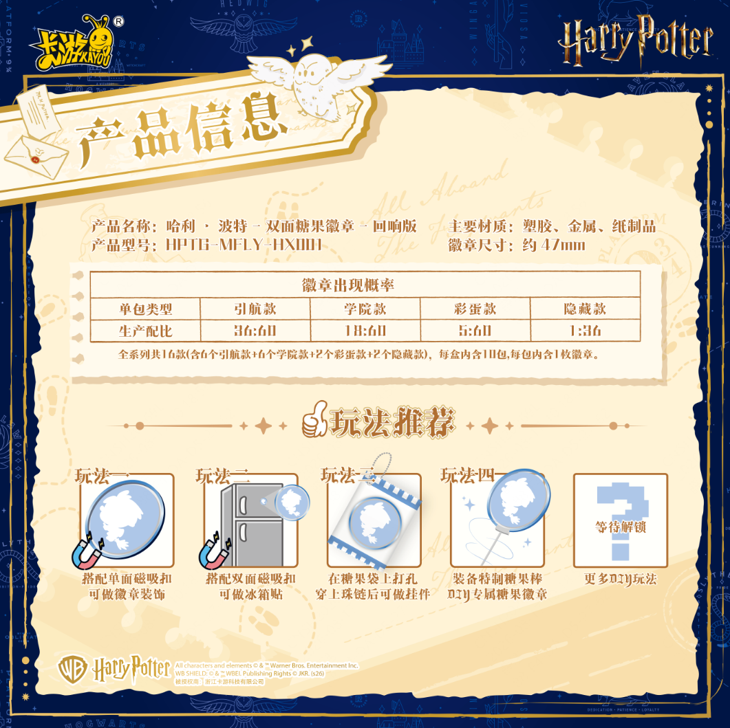 KAYOU Harry Potter‑Dual‑Sided Candy Badge‑Echo Edition‑Volume 1