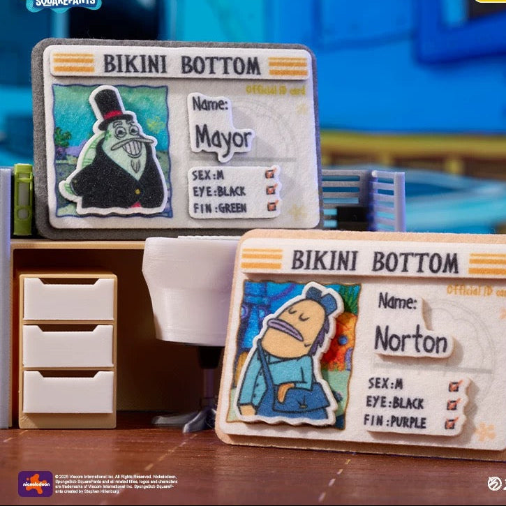 KAYOU SpongeBob Bikini Bottom - Mermaid Man & Barnacle Boy Identity Card Series Felt Badges | Official Authentic Merchandise One Full Box (Including 8 Mini Boxes)