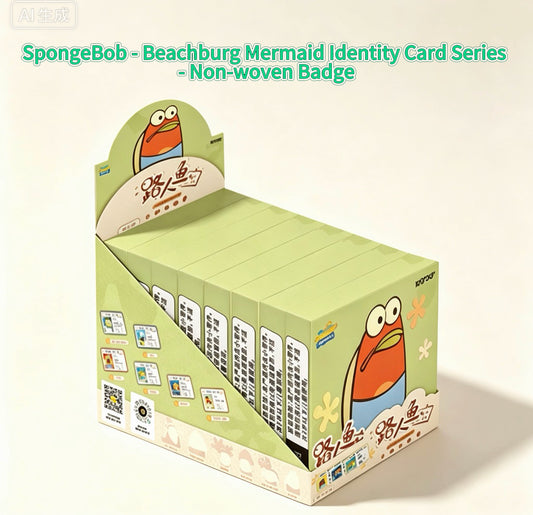 KAYOU SpongeBob Bikini Bottom - Mermaid Man & Barnacle Boy Identity Card Series Felt Badges | Official Authentic Merchandise One Full Box (Including 8 Mini Boxes)